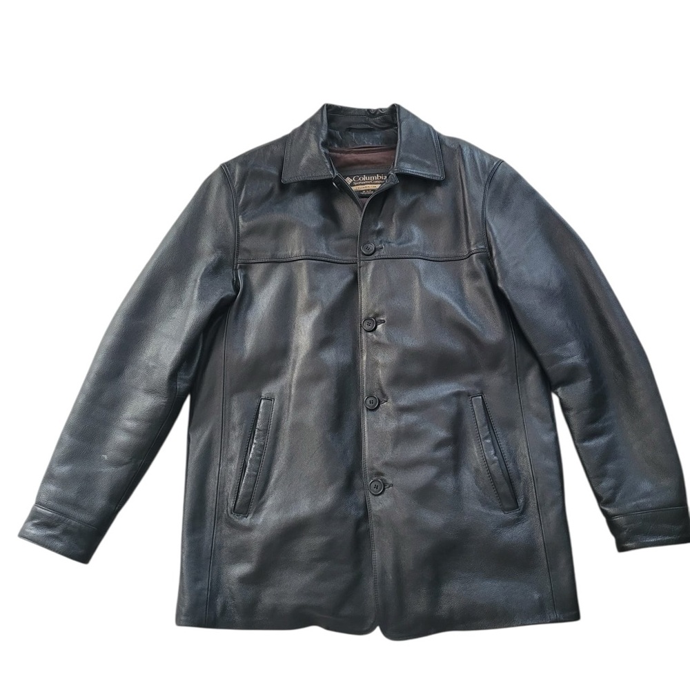 Men's black leather jacket by Columbia Sportswear Company